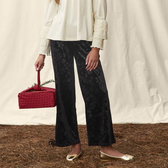 Matilda Jane Marnie Girls Vacquard Velour Wide Leg Pants New With Tags - Picture 1 of 4
